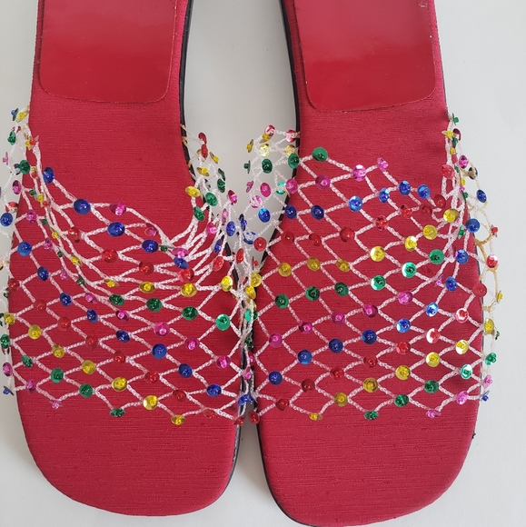Vintage Impo Bravo Mesh Multicolor Sequin Slides Size 10M - Picture 3 of 11